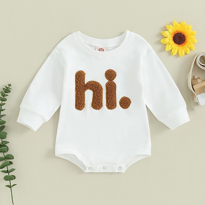 VISGOGO Newborn Infant Baby Boy Girls Oversized Romper Little Dude Sweater - Image 2