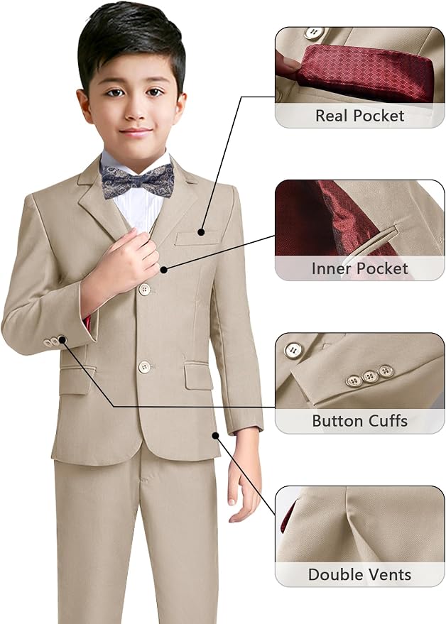 YuanLu Boys Suit for Kids Tuxedo Wedding Ring Bearer Outfit, 5 Piece Boy Slim - Image 3