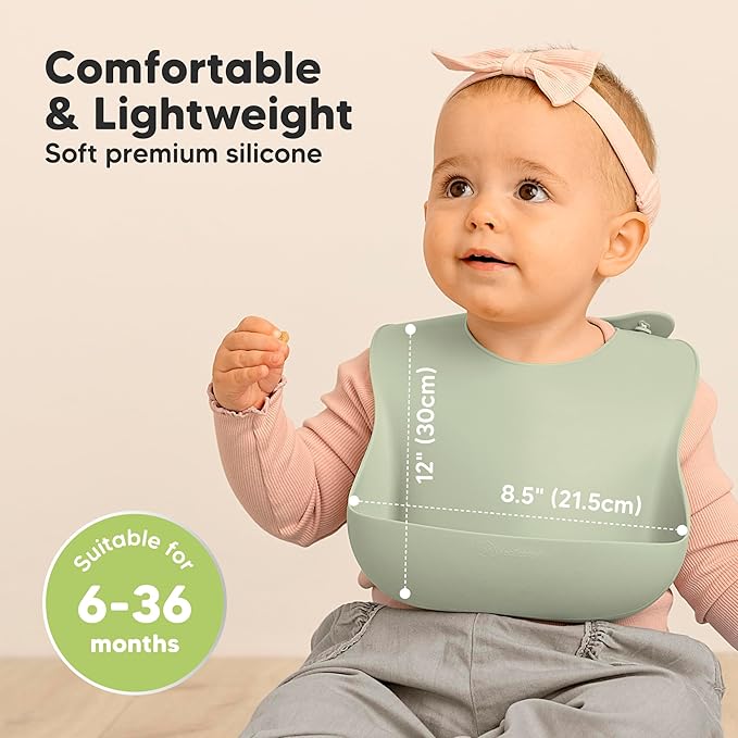 KeaBabies 2-Pack Silicone Baby Bibs - Image 3