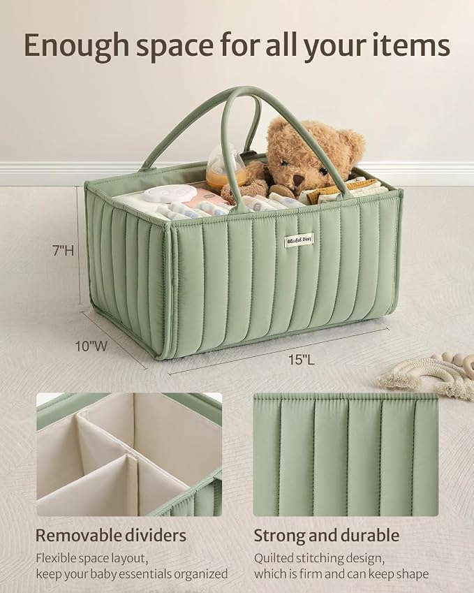Blissful Diary Baby Diaper Caddy Organizer, Stylish Storage Basket - Image 3