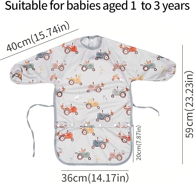 2-Pack Long Sleeve Baby Bib, Coverall Baby Bibs - Image 2