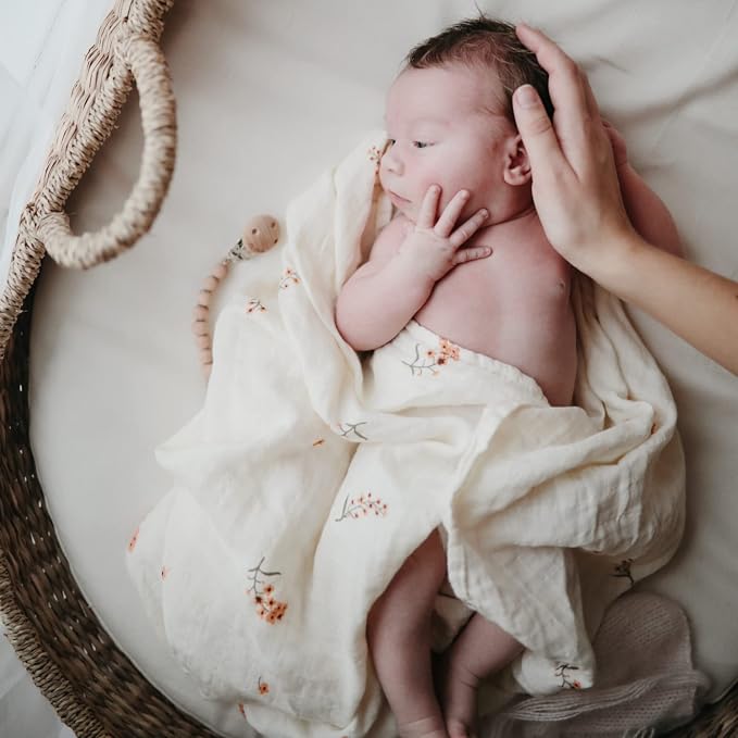 mushie Muslin Baby Swaddle Blanket | 100% Organic Cotton - Image 4