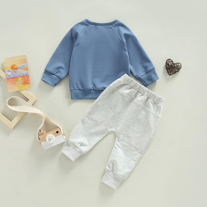 Toddler Baby Boy Clothes Solid Color Long Sleeve Crewneck Sweatshirt Top Casual - Image 7