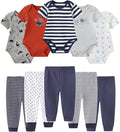 Baby Bodysuit and Pant Set 10-pcs Cotton Soft Newborn Boy Girl Clothes Outfits by Ruliby