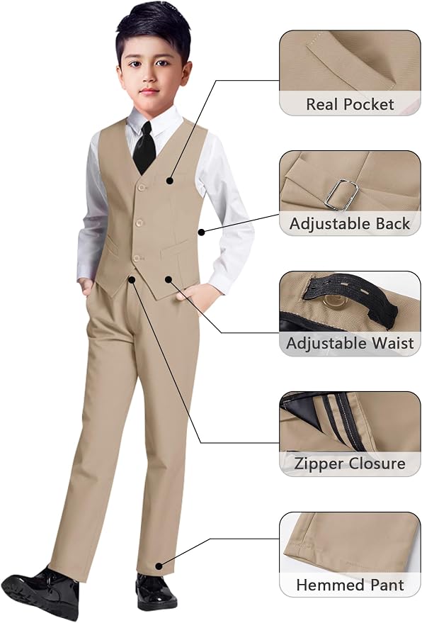 YuanLu Boys Suit for Kids Tuxedo Wedding Ring Bearer Outfit, 5 Piece Boy Slim - Image 4