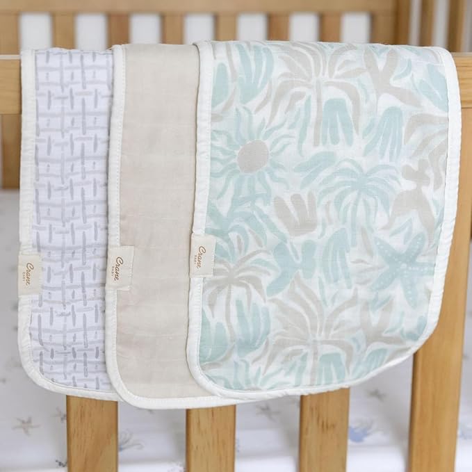 Crane Baby Muslin Baby Burp Cloths, Lightweight Absorbent Burp Cloth, Beach - Image 4