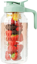 Fruit Infuser Water Pitcher, Glass Mason Jar Pitcher, 64oz Wide Mouth Jug by KOIKEY