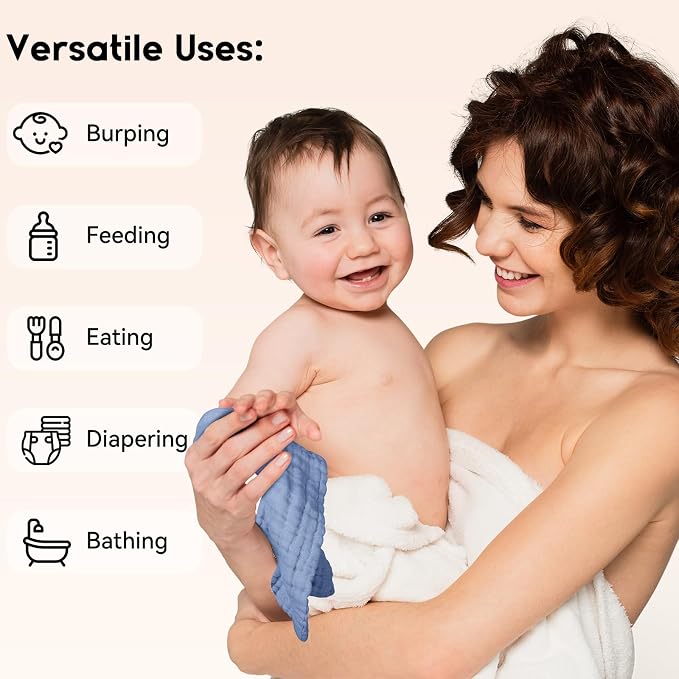 Muslin Baby Washcloths 6 Pack, 100% Cotton Wash Cloths - Image 5