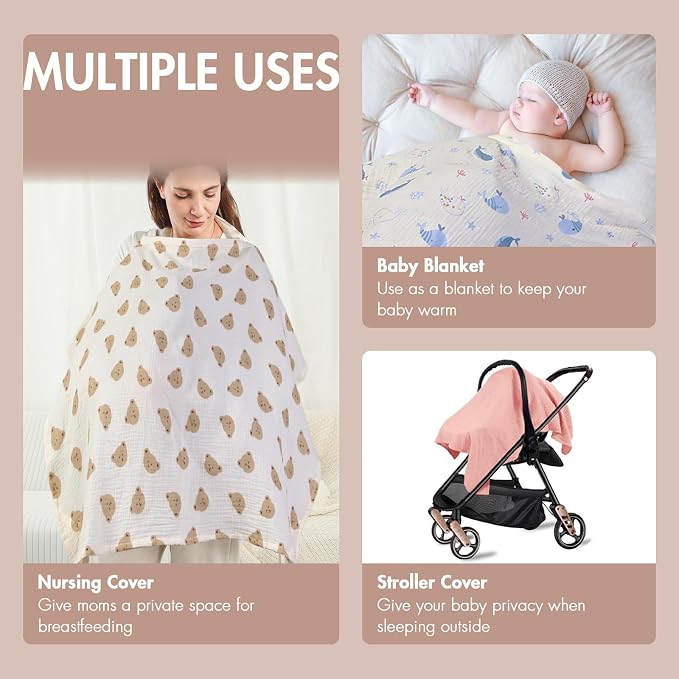 2-Pack Muslin Nursing Cover for Baby Breastfeeding - Image 6