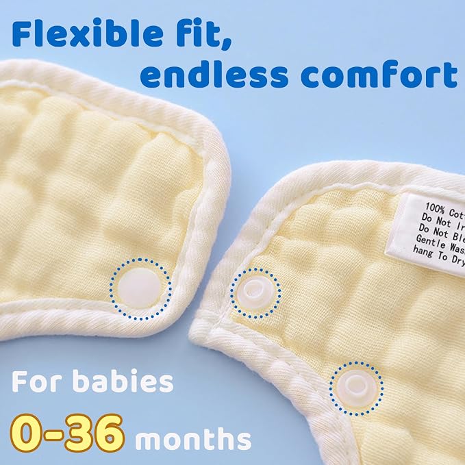 EllieHouse Baby Bibs for Girls Boys 10Pack Muslin Drool Teeth Drooling Teething - Image 3
