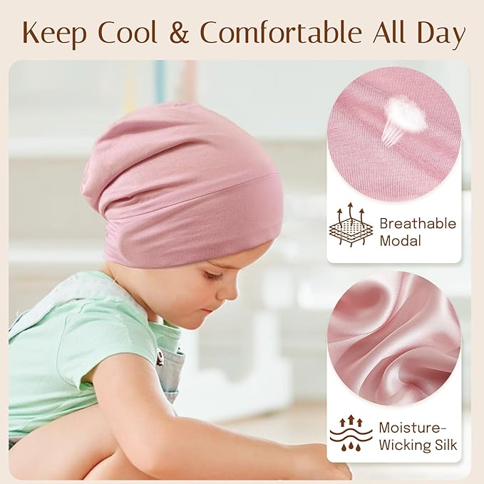 OLESILK Silk Toddler Bonnet 6-36 Months: 100% Mulberry Silk & Modal, Anti-Frizz - Image 6