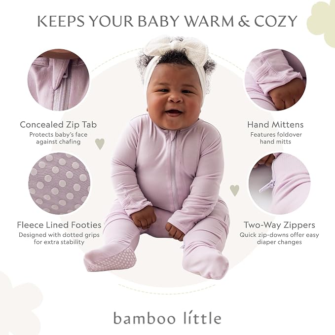 Bamboo Little Soft Baby Footie Pajamas, Baby Clothes, Newborn Sleepers - Image 2