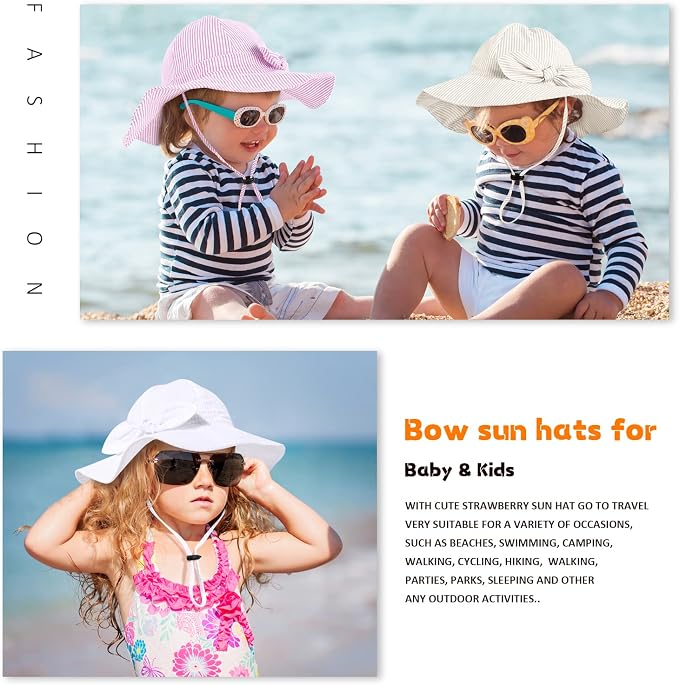 Baby Girl Sun Hat with UPF 50+ Outdoor Adjustable Beach Hat with Wide Brim - Image 6