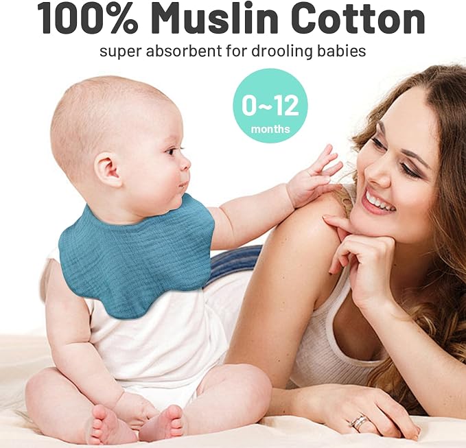 EllieHouse Baby Bibs for Girls Boys 10Pack Muslin Drool Teeth Drooling Teething - Image 2