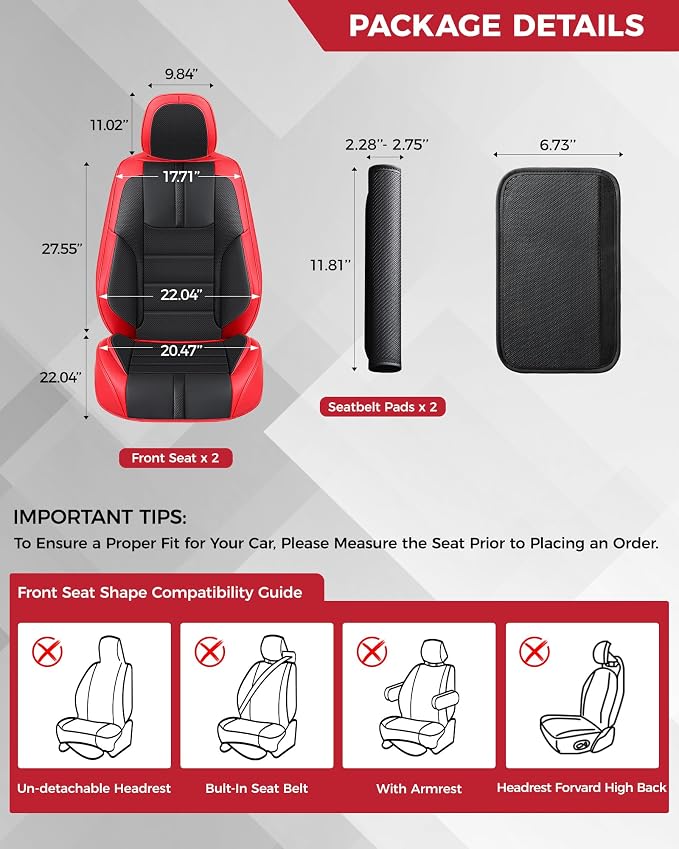 FREESOO Red Black Front Car Seat Covers - Image 2