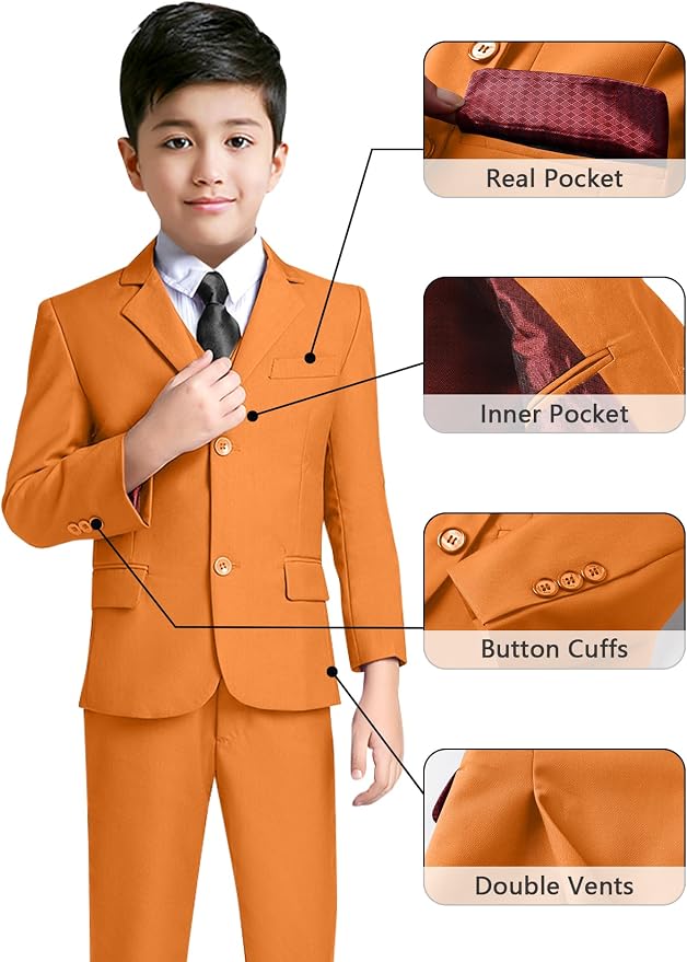 YuanLu Boys Suit for Kids Tuxedo Wedding Ring Bearer Outfit, 5 Piece Boy Slim - Image 3