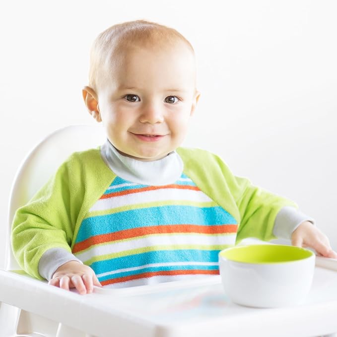 Kiddologic Bibit-all Baby Feeding Bib, Long Sleeves, Ribbed Cuffs, High Collar - Image 3
