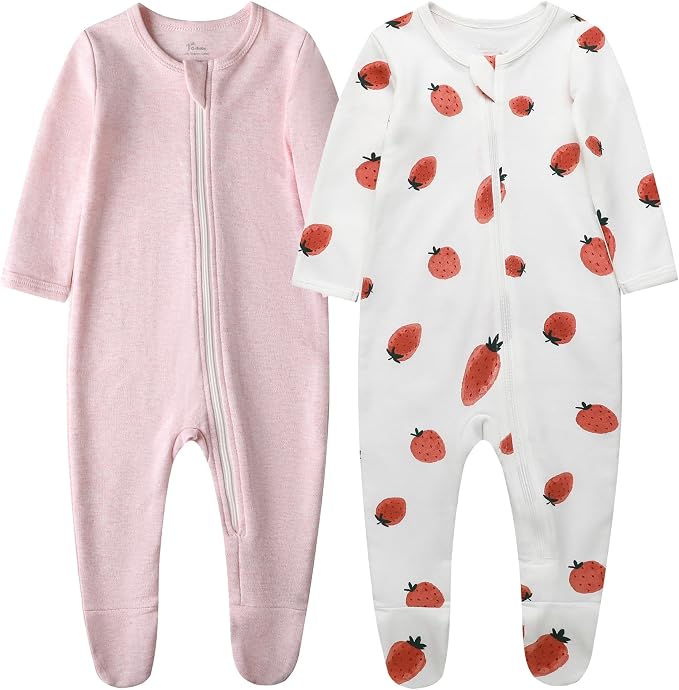 O2 BABY Baby Boys Girls Organic Cotton Zip-Front Sleeper Pajamas, Footed Sleep by O2BABY