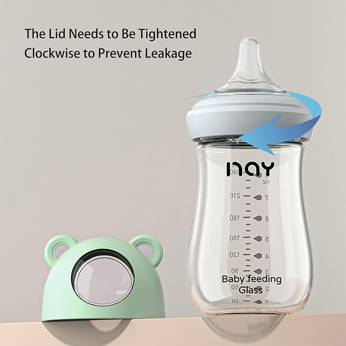 Natural Glass Baby Bottle for Breastfeeding Babies, 8oz Anti-Colic Baby Bottle - Image 8