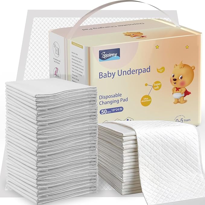 Disposable Changing Pad Liners, Baby Incontinence Diaper UnderPads 18"x 24" by Zdolmy