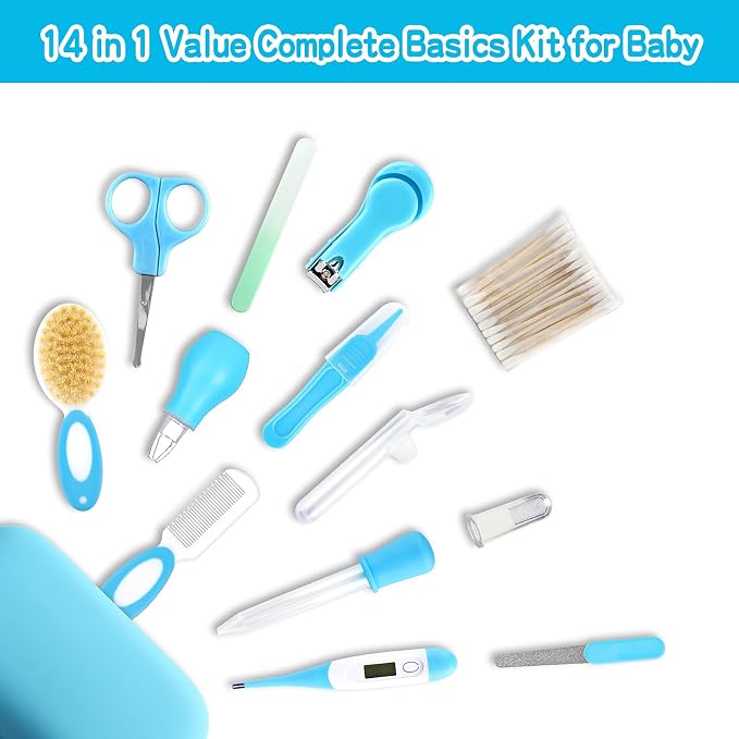 Baby Grooming Kit，Infant Safety Care Setwith Hair Brush Comb Nail Clipper Nasal - Image 2