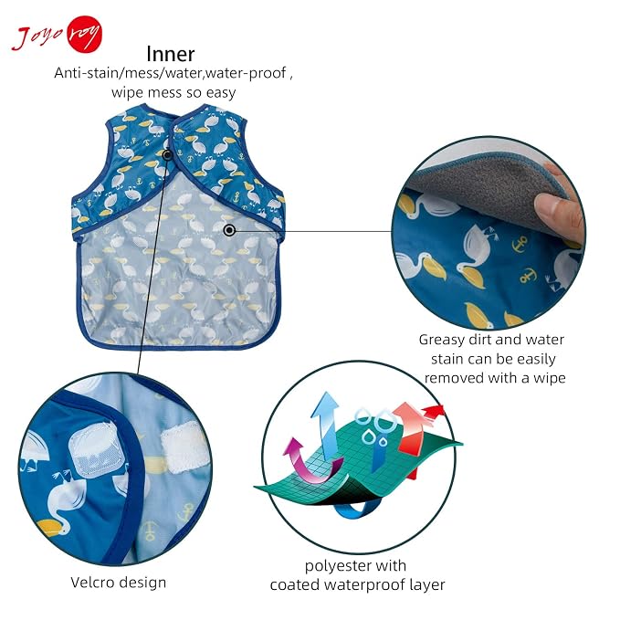 Joyo roy Mess Proof Baby Bibs for Eating Waterproof Toddler Bibs 1-3 Years Soft - Image 3