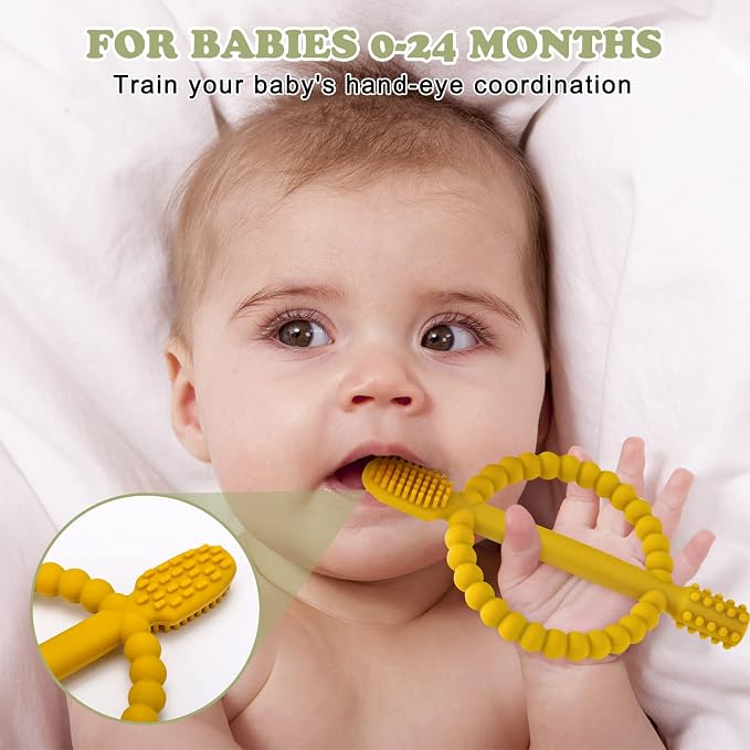 Baby Teething Toys with Easy-Hold Handle, Silicone Infant Toothbrush, Textured - Image 2