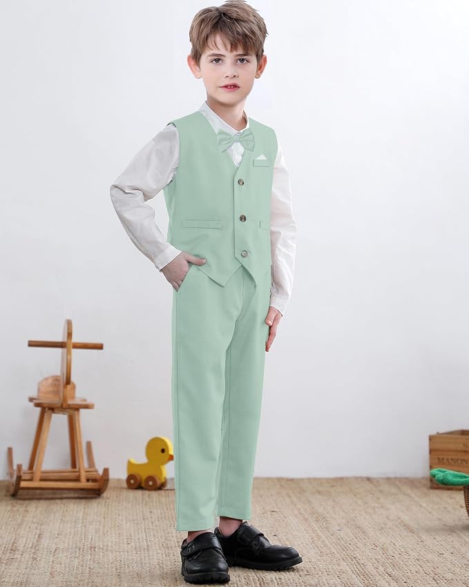 SANGTREE Boys Cotton Linen Suit Formal Set Baby Clothes Boy Gentleman Wedding - Image 3