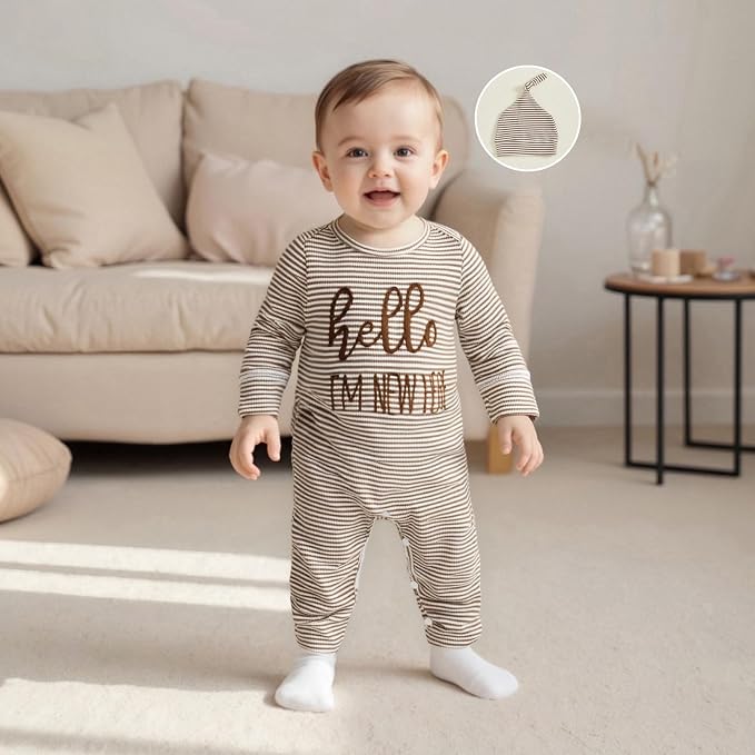 Fernvia Newborn Baby Boy Clothes Letters Print Bodysuit 3 6 9 12 18 Months Long - Image 2