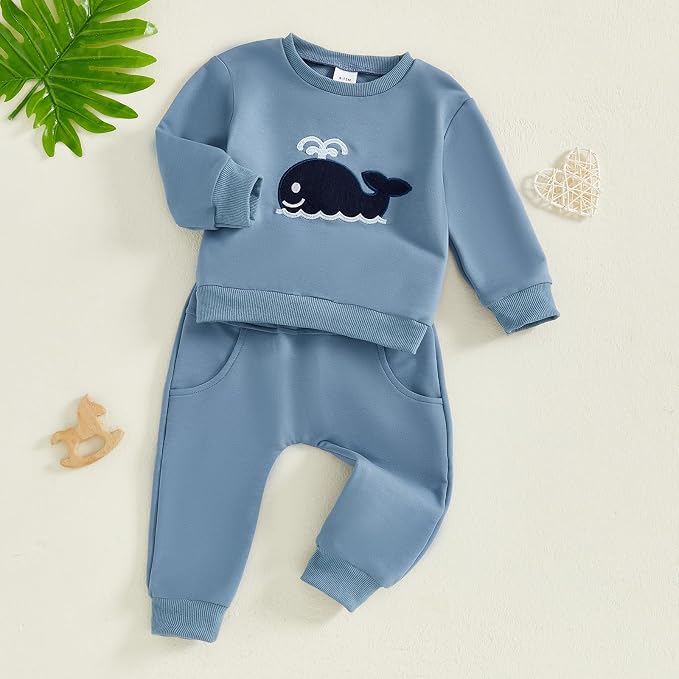 Nyapruwe Toddler Baby Boy Fall Outfit Funny Print Long Sleeve Sweatshirt - Image 3