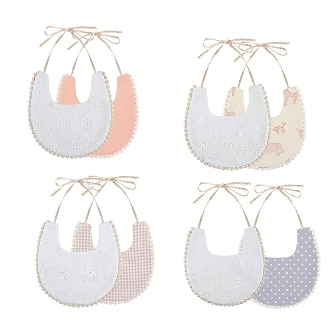 GZMM Baby Bib For Girls, Reversible Waterproof Handmade Natural Cotton Baby by GZMM