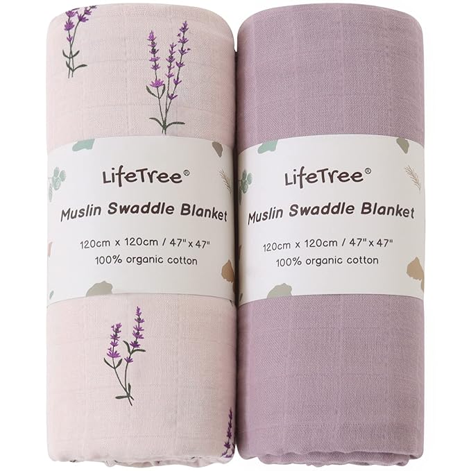 LifeTree Baby Swaddle Blankets Girls, Organic Muslin Swaddle Blankets Unisex - Image 6