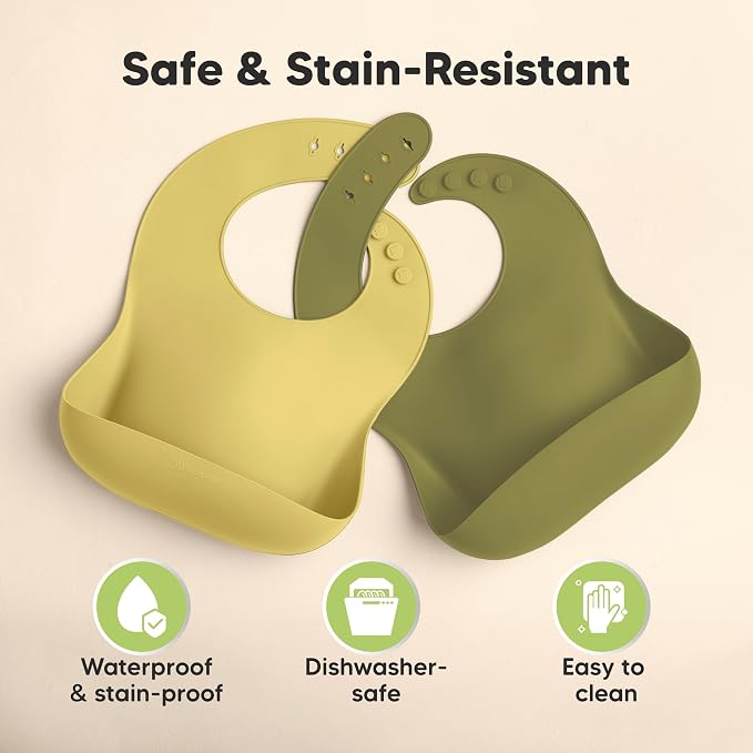 KeaBabies 2-Pack Silicone Baby Bibs - Image 6