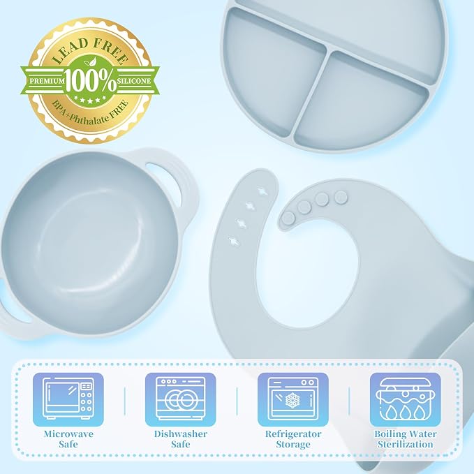 Silicone Baby Feeding Set 10 Pcs, Baby Led Weaning Supplies, Baby Feeding - Image 3