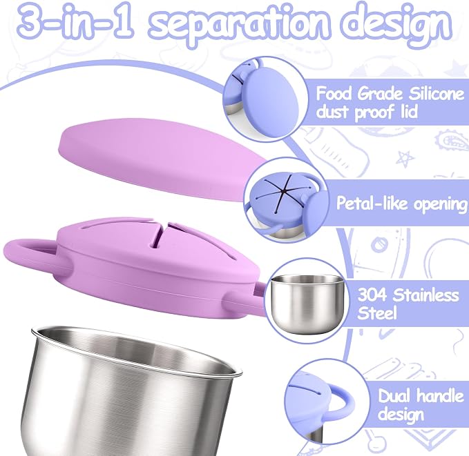 2-Pack Stainless Steel Snack Containers - Image 3