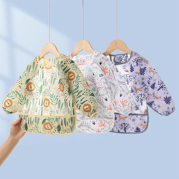 3 Pack Long Sleeve Bib, Baby Smock - Image 7