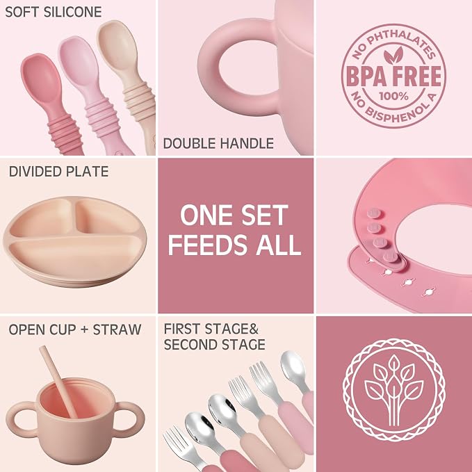 Yinder 24 Pack Silicone Baby Feeding Set Baby LED Weaning Supplies Includes - Image 6
