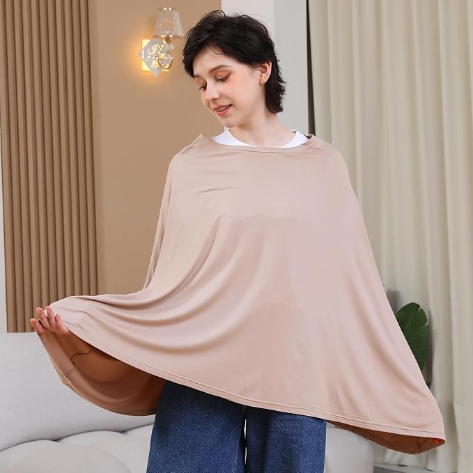 Nursing Cover for Breastfeeding, 360°Full Coverage Nursing Poncho, Rayon Soft & - Image 2