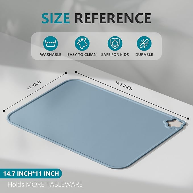 Silicone Placemat for Kid Stain-Proof Non-Slip Toddle， Reusable Portable，Heat - Image 2