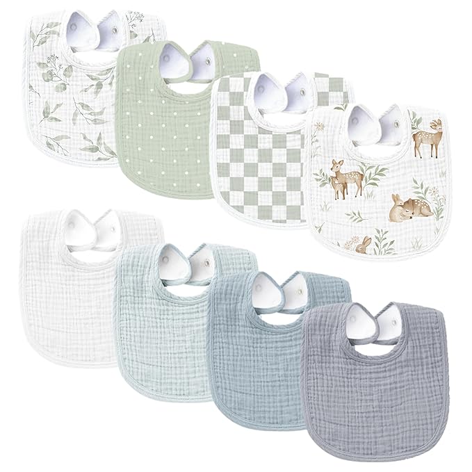 Konssy Muslin Baby Bibs 8 Pack Baby Bandana Drool Bibs Cotton by Konssy