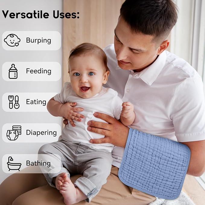 Muslin Burp Cloths for Baby 100% Cotton Burping Cloths for Boys Girls Large - Image 5