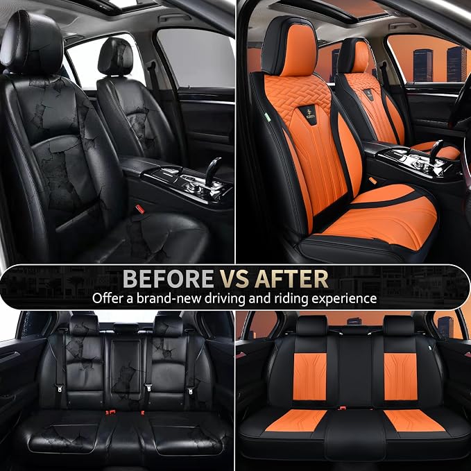 FLORICH Leather Seat Covers, Car Seat Covers Full Set, Car Seat Protectors 5 - Image 9