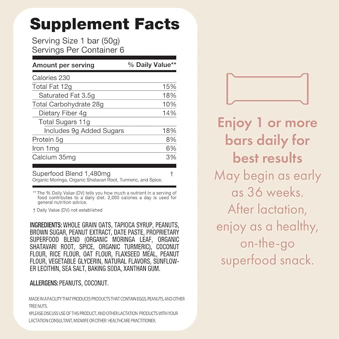 Boobie Bar Superfood Peanut Butter Lactation Bar - Image 2