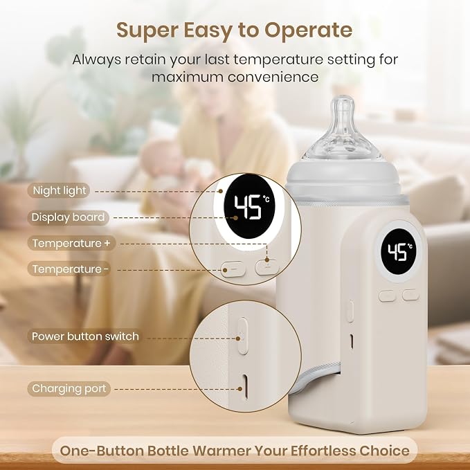 Portable Bottle Warmer for Travel, Precise Temperature Milk Warmer, 10000mAh - Image 2