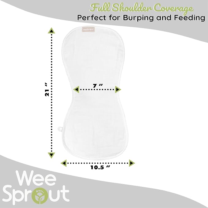 WeeSprout Unisex Organic Towel Cotton Burp Cloths, Four Ultra-Absorbent Layers - Image 3