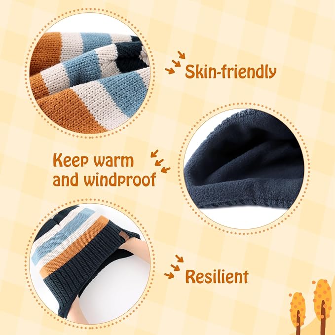 Duoyeree Kids Beanie Hat for Boys Girls Pom-pom Kint Hats Cozy Lining Winter - Image 5