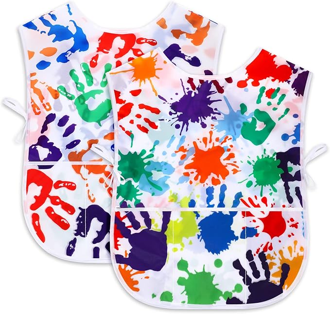 SATINIOR 2 Pieces Kids Art Smock Toddler Apron Waterproof Painting Artist Apron - Image 8