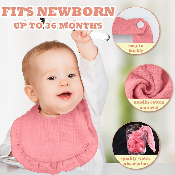 Seematn 10 Pcs Baby Muslin Bibs Drool Bibs Bandana Ruffle Soft Cotton - Image 4