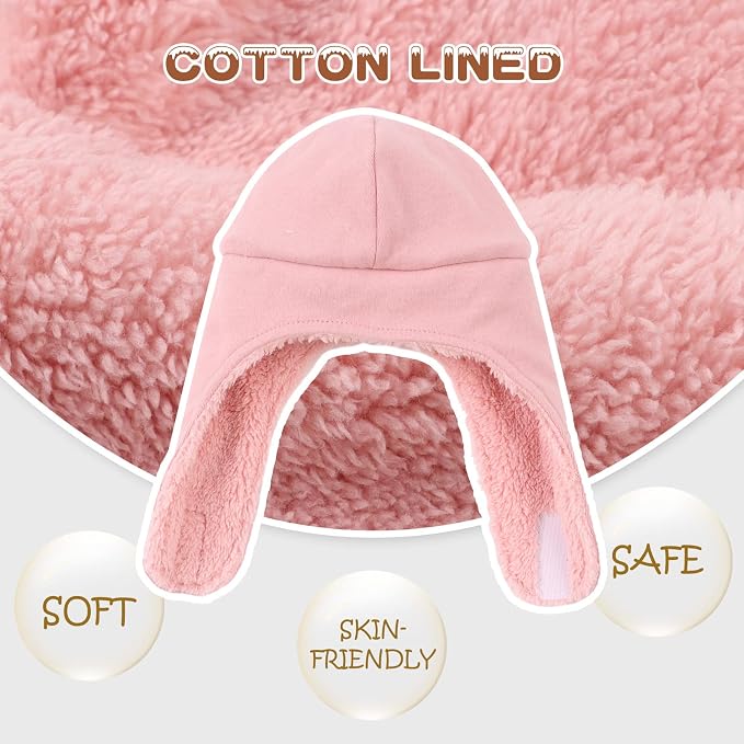 Bear Baby Winter Hat Toddler Earflap Beanie Unisex Infant Snow Cap Warm Fleece - Image 3