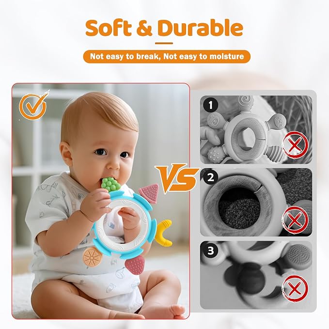 Baby Teething Ring Toy for 3–12 Months, Silicone Infant Teether for Sore Gum - Image 4